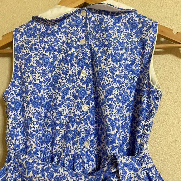 Anavini Hand Smocked Blue Floral Dress - Picture 4 of 5